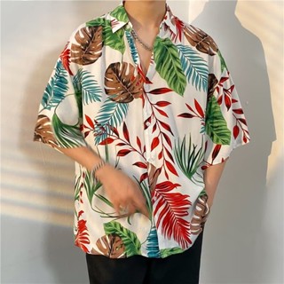 เสื้อเชิ้ตแขนสั้นลําลอง ผ้าเรยอน แบบนิ่ม ทรงหลวม สีขาว สีชมพู สีดํา เหมาะกับเดินชายหาด แฟชั่นฤดูร้อน สไตล์ฮาวาย สําหรับผู้ชาย