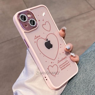 เคส iPhone 13 iPhone 13 Pro iPhone 13 Pro Max TPU ซิลิโคน ผิวสัมผัส มินิมอล ลายหัวใจ เคสโทรศัพท์ แฟลชผง มาพร้อมฟิล์มเลนส์