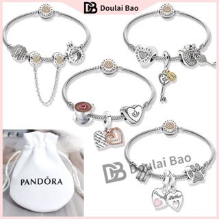 Pandora สร้อยข้อมือเงิน 925 แบบนิ่ม 19 ซม. พร้อมกระเป๋ากํามะหยี่