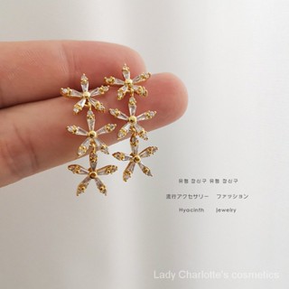 [0604]YWYX-SDY Sterling Silver Needle Long Design Five-Pointed Star Rhinestone Earrings Ins Fairy Popular All-Matching XINGX Snowflake Ear Stud Fashion  Women  Niche  Influence  El