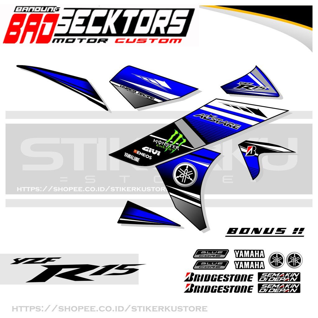 YAMAHA R15 V2 แถบ / YZF R15 V2 แถบ / สติ๊กเกอร์กราฟิก / R15 V2 คุณภาพสูง 9