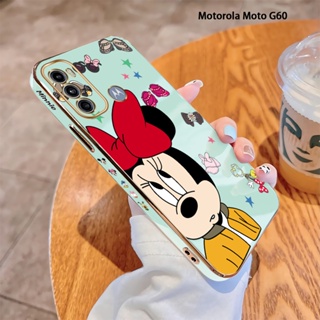 เคสโทรศัพท์มือถือ แบบนิ่ม ขอบสี่เหลี่ยม พิมพ์ลายมินนี่ หรูหรา สําหรับ Motorola Moto G10 G22 G30 G50 5G G52 G60 G40