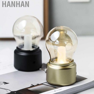 Hanhan Night Light USB Rechargeable Bulb Shape Continuous Light Dormitory Desk Lamp for Bedroom Bedside