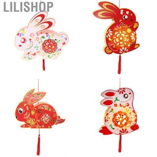 Lilishop Chinese Festival Rabbit Lantern  Cycle Use Paper Durable Rabbit Lantern  for Festival Decoration