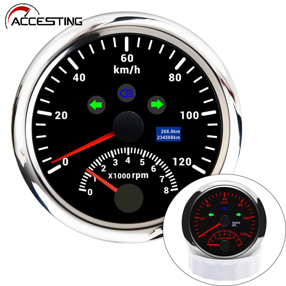 120-200km/h 120-200MPH 2IN1 GPS Speedometer 8000RPM Tachometer สําหรับรถจักรยานยนต ์ รถ Marine เรือรถบรรทุก ATV 9-32V