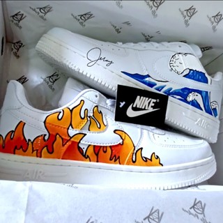 Tidal Wave Customized Nike Air Force 1 รองเท้าผ้าใบ ลําลอง เหมาะกับการเล่นกีฬา XG1O