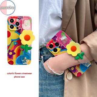 เคสโทรศัพท์มือถือ ซิลิโคน ป้องกันการสูญหาย ลายการ์ตูนดอกเดซี่ สีแคนดี้ พร้อมสายคล้องคอ สไตล์เกาหลี สําหรับ IPhone 12 11 13Pro Max