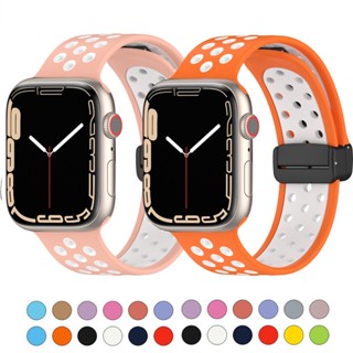 สายนาฬิกาข้อมือซิลิโคน ระบายอากาศ แบบเปลี่ยน สําหรับ iwatch series 49 มม. 45 มม. 44 มม. 42 มม. 41 มม. 40 มม. 38 มม. iwatch series ultra 8 7 6 SE 5 4 3 2 t500 Pro d20