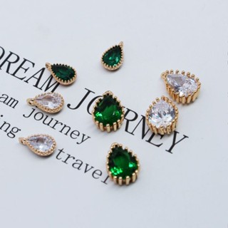 จี้สร้อยคอ ต่างหู ทองแดง 18k ฝังเพทาย แฮนด์เมด diy