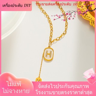 💖เครื่องประดับ DIY ขายส่ง💖ใหม่ สร้อยคอโซ่ ชุบทองแท้ ประดับเพทาย ลายตัวอักษร หรูหรา เข้ากับทุกการแต่งกาย แฟชั่นสไตล์เกาหลี[สร้อยคอ]