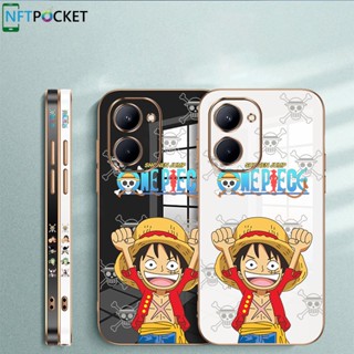 เคสโทรศัพท์มือถือ TPU นิ่ม ขอบตรง ลายการ์ตูนลูฟี่ One Piece 6D ชุบทอง สําหรับ OPPO Realme C53 C55 C33 C11 C25 C25S C15 C20A C11 C21Y C25Y C2 C31 C30 C30S C35