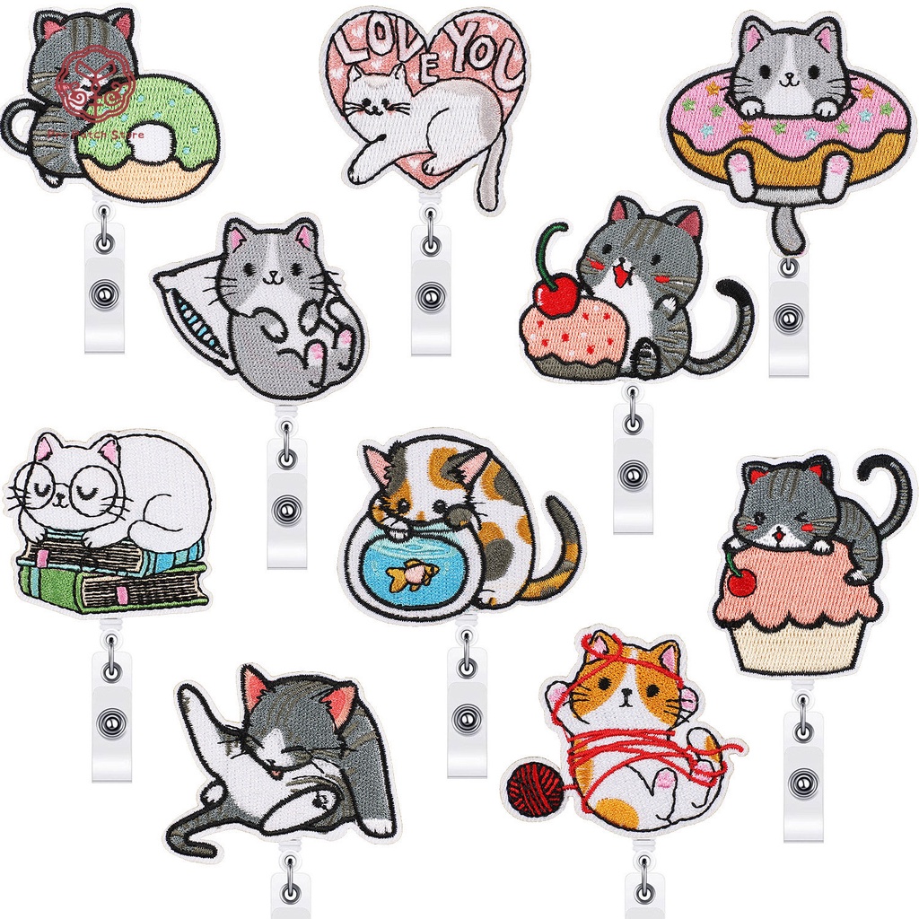Pro Patch Store การ์ตูนลูกแมว Patch Retractable Easy-To-Pull Buckle DIY เย็บปักถักร้อยแพทช์สําหรับสติกเกอร์ป้ายเสื้อผ้าสติกเกอร์