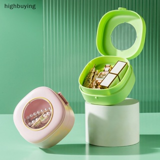 [highbuying] กล่องเก็บเครื่องประดับ สร้อยคอ แหวน แบบสองชั้น แบบพกพา สําหรับผู้หญิง พร้อมส่ง