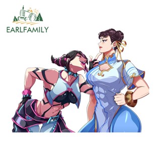 Earlfamily สติกเกอร์กราฟิก JURI And CHUN-LI กันน้ํา กันรอยขีดข่วน ขนาด 13 ซม. x 9.8 ซม. สําหรับตกแต่งรถยนต์ แล็ปท็อป