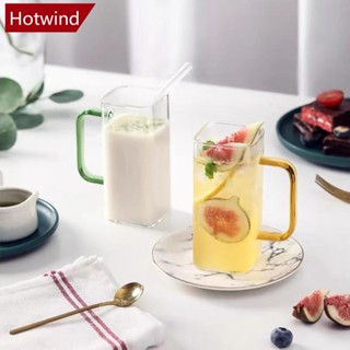 Hotwind แก้วกาแฟ แก้วเบียร์ นม ทรงสี่เหลี่ยม ปลอดภัย เข้าไมโครเวฟได้ F4W1 1 ชิ้น