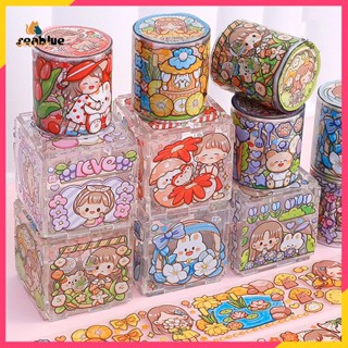 Hyq สติกเกอร์เทป ลายการ์ตูนเด็กผู้หญิง ดอกไม้น่ารัก กันน้ํา สําหรับตกแต่งสมุดไดอารี่ อัลบั้ม สมุดภาพ DIY 1 ม้วน