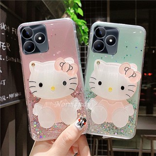 ใหม่ เคสโทรศัพท์มือถือ TPU นิ่ม แบบใส กันกระแทก ลายการ์ตูนเฮลโลคิตตี้น่ารัก พร้อมกระจกแต่งหน้า สําหรับ Realme C53 C53 2023