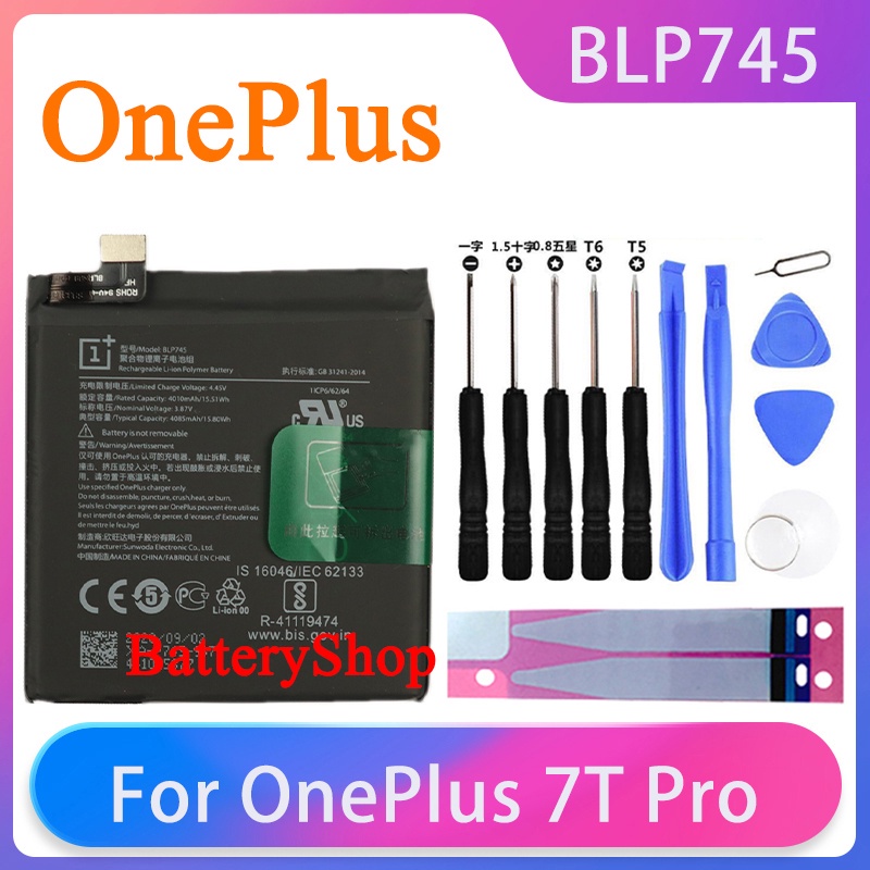 OriginaI แบตเตอรี่ Oneplus 7T Pro Oneplus 7 T Pro Battery BLP745 แบตเตอรี่โทรศัพท์มือถือ 4085MAh รับประกัน 3 เดือน