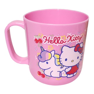 Cup Mug Hello Kitty Pink Sanrio แก้วมัคเฮลโลคิตตี้สีชมพู ลายการ์ตูนซานริโอ แก้วน้ำพลาสติกมีหูจับ