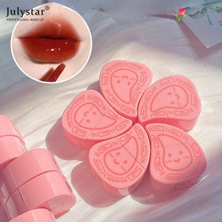 JULYSTAR Cappuvini Red Peach Kueh Lip Glaze Mirror Water Light Glass Lip Glaze ลิปสติกหญิง Parity Student Milk Tea Color ลิปกลอส