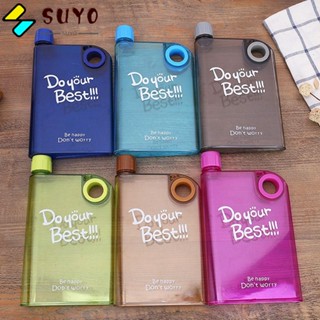 SUYO ขวดน้ําผลไม้ แบบแบน แบบพกพา สีโปร่งใส สไตล์สปอร์ต