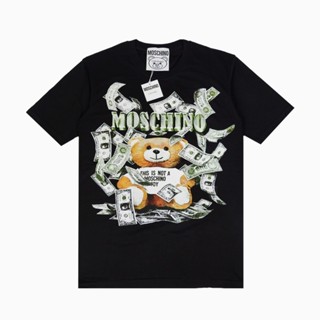 Kaos เสื้อยืด MOSCHINO DOLLAR TEDDY BEAR TEE เวอร์ชั่นที่ดีที่สุด สีดํา ขนาดใหญ่ ไซซ์ M L XL XXL