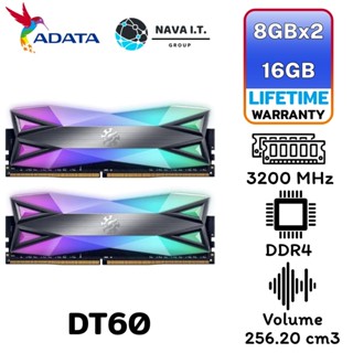 COINSคืน15%⚡FB9JMZV6⚡ ADATA 8GBX2 16GB RAM รุ่น XPG SPECTRIX DT60 DDR4 RGB 3200MHZ (BLACK) LIFETIME WARRANTY