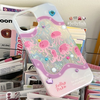 เคสโทรศัพท์มือถือแบบแข็ง สองชั้น กันกระแทก ลายแมงกะพรุนน่ารัก สําหรับ iPhone 13 12promax XS 13 pro 14promax