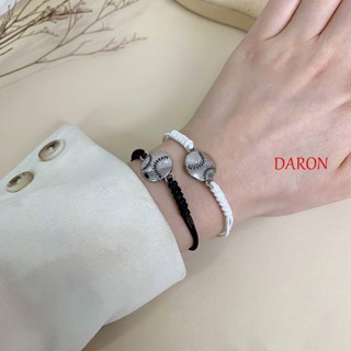 DARON สร้อยข้อมือ เชือกถัก แฮนด์เมด แฟชั่นชนกลุ่มน้อย สไตล์เกาหลี สําหรับคู่รัก บาสเก็ตบอล เบสบอล 2 ชิ้น ต่อชุด