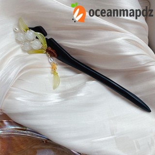 OCEANMAPDZ กิ๊บติดผม แบบไม้ถัก ประดับพู่ ลายดอกไม้ แบบเรียบง่าย สไตล์เกาหลี สําหรับผู้หญิง