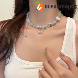 OCEANMAPDZ กําไลข้อมือผู้หญิง หรูหรา น่ารัก มิตรภาพ หยกเทียม สวยหรู นางฟ้า ดอกไม้ ไหปลาร้า โซ่