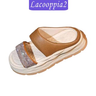 [Lacooppia2] รองเท้าแตะ รองเท้าชายหาด พื้นแบน สไลด์ได้ กันลื่น แฟชั่นฤดูร้อน สําหรับผู้หญิง