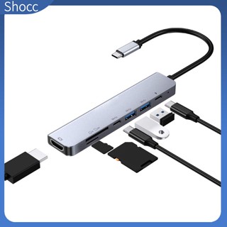 Shocc 7 In 1 อะแดปเตอร์ฮับ USB c Type-c เป็น Hdmi USB 3.0 Pd Tf ชาร์จเร็ว หลายอินเตอร์เฟส แบบพกพา