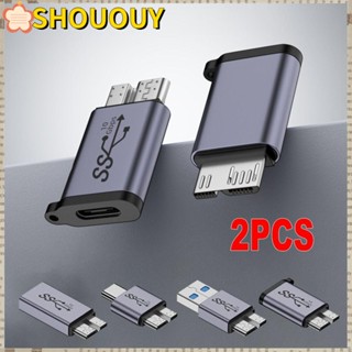 Shououy อะแดปเตอร์แปลงฮาร์ดดิสก์ Type-C เป็น Micro B อะลูมิเนียมอัลลอย USB C ตัวเมีย เป็น Micro B สําหรับ Samsung Note3 S5 2 ชิ้น