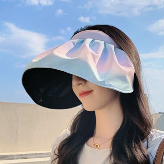 [Hard Core Sun Hat] หมวกกันแดด ป้องกันรังสีอัลตราไวโอเลต แบบรูกลวง สีรุ้ง สไตล์ญี่ปุ่น แฟชั่นฤดูร้อน สําหรับผู้หญิง