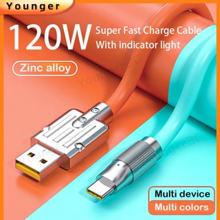 สายชาร์จ โลหะผสมสังกะสี 120W USB Type C 6A PD20W สําหรับ ios Type-C