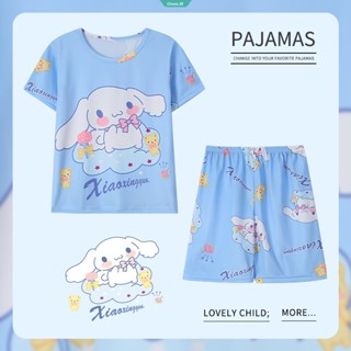 ใหม่ ชุดนอนเสื้อแขนสั้น กางเกงขาสั้น พิมพ์ลายการ์ตูน Sanrio Cinnamon StellaLou Spider-Man น่ารัก ทรงหลวม สองชิ้น แฟชั่นฤดูร้อน สําหรับเด็ก 2023 [GM]