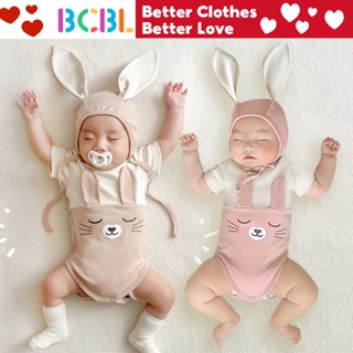 Bcbl ชุดรอมเปอร์ หูกระต่ายน่ารัก พร้อมหมวกหูกระต่าย สําหรับเด็กทารกผู้หญิง