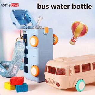 500ml ขวดน้ำเด็ก Baby Bus ขวดน้ำพร้อมสายรัด Creative Car Water Cup กาต้มน้ำแบบพกพากลางแจ้งการเรียนรู้ถ้วยดื่ม homelove