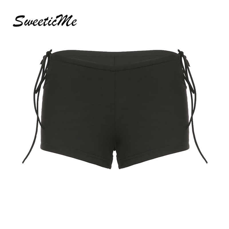 Sweeticme ใหม่ กางเกงขาสั้น เอวต่ํา เซ็กซี่ เข้ารูป สีพื้น แฟชั่นสําหรับสตรี 2023