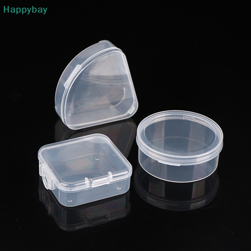 <Happybay> กล่องพลาสติกใส ทรงสามเหลี่ยม ทรงกลม ทรงสี่เหลี่ยม สําหรับใส่พัฟฟองน้ํา เครื่องสําอาง เหมาะกับการพกพาเดินทาง ลดราคา