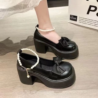 พร้อมส่ง รองเท้าแมรี่แจน หัวกลม รองเท้าหนังน่ารัก