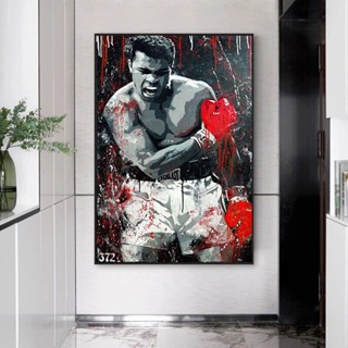 Muhammad Ali ภาพโปสเตอร์ผ้าใบ ลายนักมวยดาว สําหรับตกแต่งผนังบ้าน ห้องนั่งเล่น
