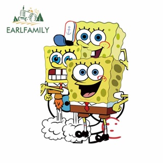 Earlfamily สติกเกอร์ไวนิล ลาย SpongeBob กันน้ํา สําหรับติดตกแต่งประตูรถยนต์ 13 ซม. x 9.2 ซม.