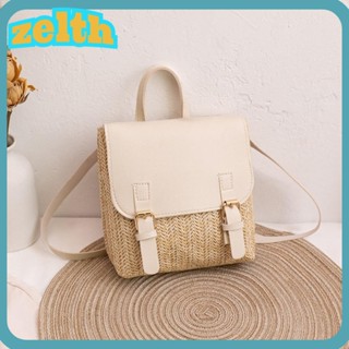 ZELTH Mochilas กระเป๋าเป้สะพายหลัง ฟางสาน อเนกประสงค์ สไตล์วินเทจ