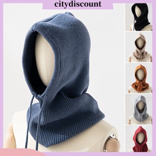 &lt;citydiscount&gt; ผ้าพันคอ ผ้าถัก มีฮู้ด สีพื้น ซักทําความสะอาดได้ สําหรับขี่จักรยาน ช้อปปิ้ง