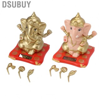 Dsubuy Ganesha Elephant God Statues Solar Powered Indian Idol Figurine for Car Dashboard Home Decor Crafts