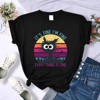 เสื้อยืดคอกลม พิมพ์ลาย ITS FINE IM FINE EVERYTHING IS FINE สไตล์ฮิปฮอป สําหรับผู้ชาย และผู้หญิง