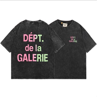 23 ฤดูร้อน ใหม่ DEPT ซัก เก่า แขนสั้น เสื้อยืดแขนสั้น เท่ เทรนด์แฟชั่น ผ้าฝ้ายแท้ แขนสั้น ผ้านุ่ม และไม่ระคายเคือง พิมพ์ลาย สีม่วง