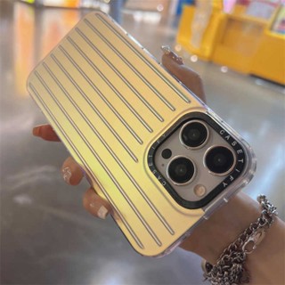 Casetify เคสโทรศัพท์มือถือแบบนิ่ม TPU ใส กันกระแทก ลายกระเป๋าเดินทางเลเซอร์ สําหรับ iPhone 14 Pro Max 14 Plus iPhone 11 12 13 Pro Max